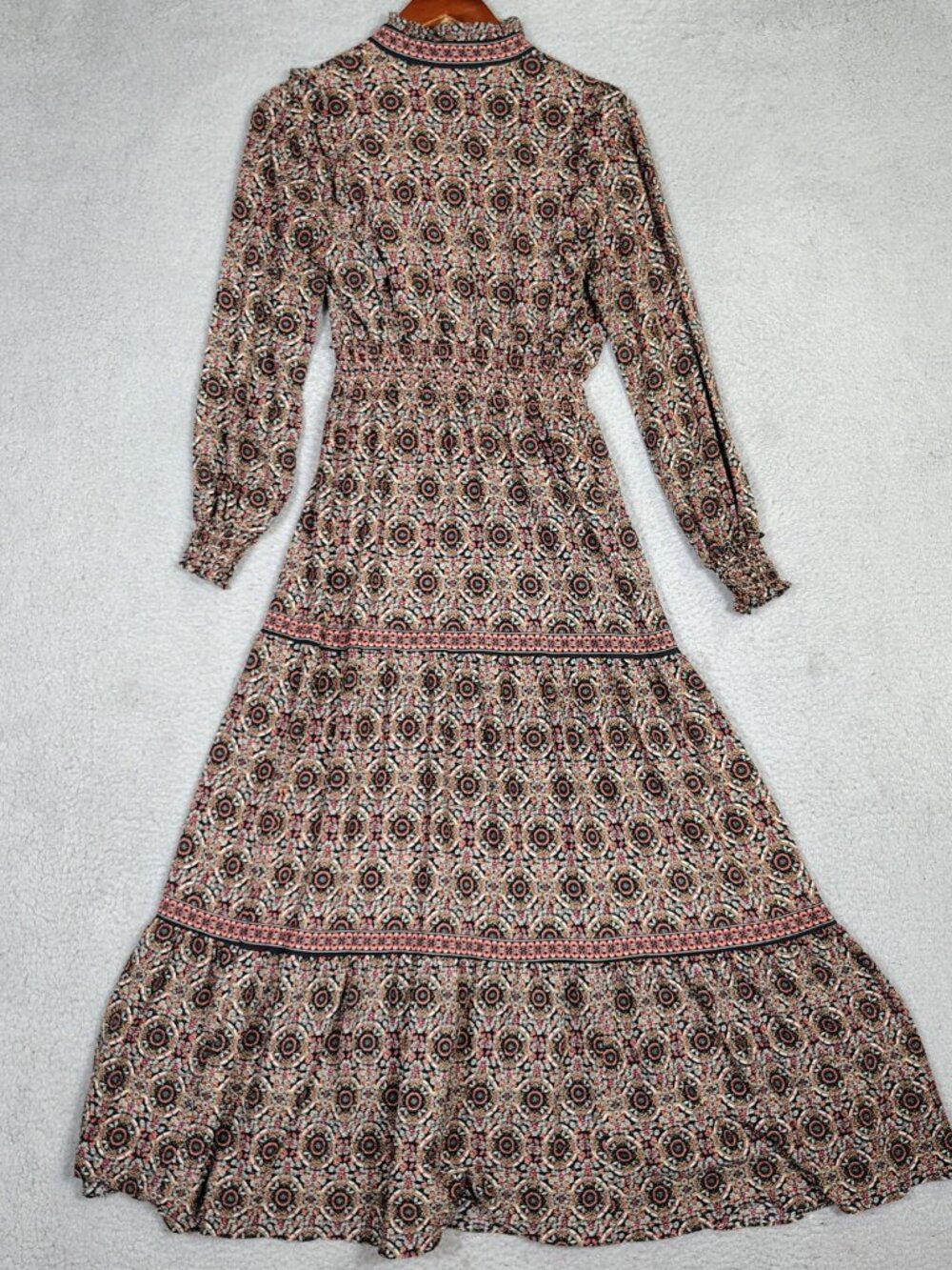 Max Studio Maxi Dress Womens S? 36" Chest Black Multi Floral Long Sleeve Cottage - Picture 2 of 12